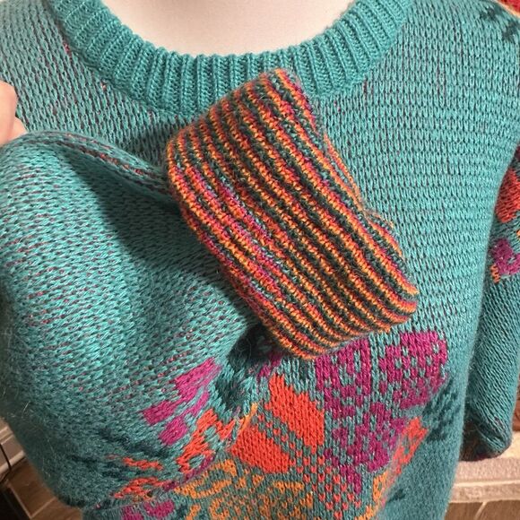 VINTAGE Espirit Sport Floral Guitar Heavyweight Sweater Size Small Oversized - Picture 2 of 7